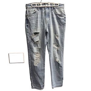 Refuge Denim Light Wash Jeans 5 Women’s High Rise Mom Distressed Ripped 32x28
